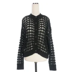 ミズイロインド mizuiro ind 24SS pattern knitting c/neck short CD クロップド クルーネックカーディガン 長袖 ブラック 黒 1-220025