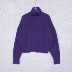 ZARA レディース バイオレット タートルネック クロップド ニット Tシャツ 77-88