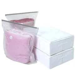 新品 アストロ 布団圧縮袋 収納ケース付き 2個組 寝具をスッキリ整理整頓 底マチ付きで出し入れしやすい 通気性の良い不織布製 取り外せる仕切り付き 底板・厚紙入り 衣替え 収納ボックス ふとん 毛布 ブランケット 布団 圧縮袋 クローゼット 押入れ ほこり