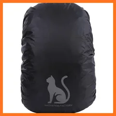 【新品】 [INNOVATION FACTORY] ザックカバー 防水耐水圧3000mm 動物反射付き リュックカバー 収納袋付き (猫 黒色 S