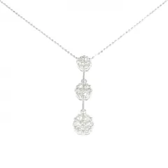 K18WG フラワー ダイヤモンド ネックレス 1.01CT