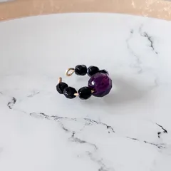パープル ブラック イヤーカフ イヤカフ ゴールド 上品 シンプル 小ぶり 小さめ 上品【635】