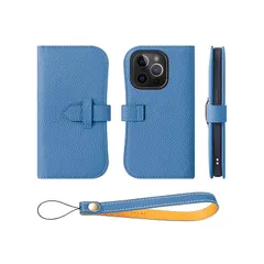 【新品】 COGURE コグレ iPhone12Pro/12 手帳型 ケース スマホケース 本革 ベルト付き カード収納 ストラップ 落下防止 スタンド機能 TPUケース 耐衝撃 磁石なし ギフトボックス付き COPA シアン【Cyan】 1