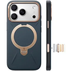 【新品】 TORRAS iPhone 17 Pro Max 用 ケース【新感覚レザー・スキンタッチ】Ostand Q3 レザートーン MagSafe対応 リング スタンド 360°定点回転 縦横両対応 マグネット搭載 革 カメラコントロールボタン 米軍規格 0