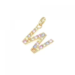 【新品】K18YG イニシャルW サファイヤ ペンダント 0.32CT
