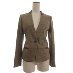 インディヴィ INDIVI ノーカラージャケット 長袖 127-49036 茶 ブラウン 38