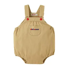 新品 [ミキハウス] ロンパース サロペット オーバーオール ロゴ 無地 日本製 男の子 女の子 ベビー キッズ ベビー服 赤ちゃん 子供服 10-1509-493 M(80-90cm) ベージュ
