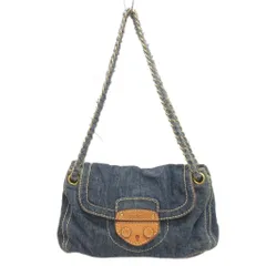 プラダ PRADA チェーンショルダーバッグ 斜め掛け デニム 青 ブルー 鞄