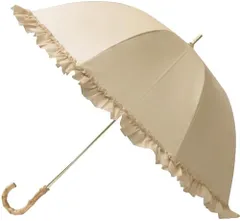新品 カミオジャパン ピンクトリック 長傘 日傘 晴雨兼用 P.T.傘 完全遮光 レディース 50cm 深張り フリル ラテベージュ 人気 おしゃれ 210518