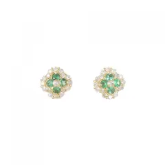 K18YG フラワー エメラルド ピアス