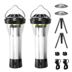 ledランタン 充電式 2個入り 懐中電灯機能 キャンプランタン 高輝度 4モード光調整 多機能ミニランタン 無段階調光・磁石ベース・アルミニウム製三脚・ キャンプ用品 アウトドア/ハイキング/緊急SOS/家庭照明/地震など防災用　美品　おすすめ
