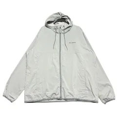 Columbia コロンビア ロゴプリント フルジップ パーカー メンズXL 古着 ソフトシェル ナイロンジャケット 薄手 ハイネック グレー【アウトドアジャケット】/ IA178