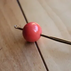 KT18【昭和レトロ】和装小物 簪 かんざし 玉簪 朱赤 珊瑚調 耳かき簪 アンティーク