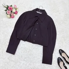 ZARA ザラ ショートシャツジャケット クロップド丈 ダークグレー M