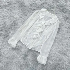 ◇訳あり【COMME CA ISM】シフォンブラウス フリル (M) 上品 セレモニー