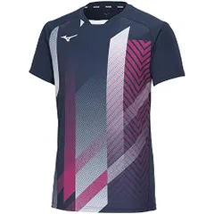 新品 テニスウェア ゲームシャツ 半袖 吸汗速乾 62JAA003 ドレスネイビー L