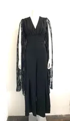 852 dazzy store デイジーストア キャバクラ ドレス ロングドレス パンツドレス オールインワン 袖レース Vネック 結婚式 二次会 キャバドレス S