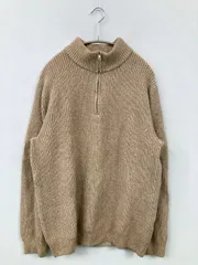 UNIQLO ユニクロ ニット/セーター XL ベージュ 無地 ミドル丈 長袖 タートルネック/ハイネック