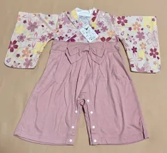 「プレ付き」70～80ｃｍ　羽織はかまロンパース 女の子　カバーオール　　桜の花