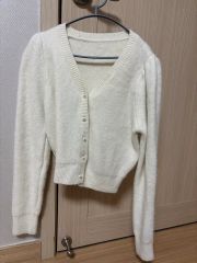 アイボリー パール ボタン カーディガン