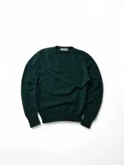 1990's バーバリー Vネック 麻ロゴ ラムウール ニット 40 M