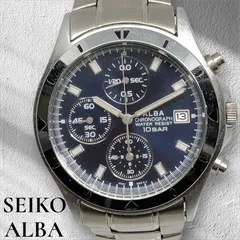 SEIKO ALBA セイコー アルバ 【新品電池交換済】 クロノグラフ デイト 10気圧防水 ネイビー文字盤 7T92-0CV0 メンズ腕時計 クォーツ