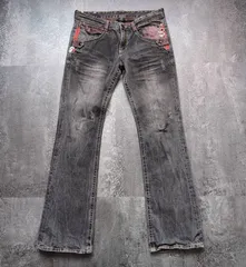 Semantic Design Gimmick Flare Jeans LL Black Grunge Y2K Archive セマンティックデザイン 微フレアデニム ギミックパンツ メンズ LL ブラック系 グランジ y2k アーカイブ