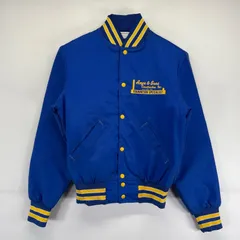 古着 ホロウェイ Holloway USA製 ナイロンジャケット ナイロンスタジャン 中綿 リブライン スナップボタン S  ブルー メンズ