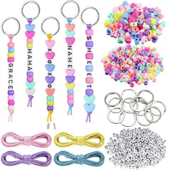 KALOLINNA DIYキーチェーン製品 約566個 カラフル アクセサリーパーツ ビーズ アルファベット 手芸 キーホルダー 手作りキット DIYプロジェクト用 ペンダントオーナメント 1