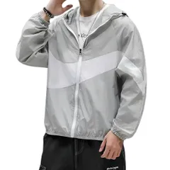 [レグエイト] メンズ マウンテンパーカー ジャケット コート フード付き 羽織 ジップアップ アウトドア ポリエステル 防風 軽量 M L XL ブラック グレー (JP, アルファベット, M, グレー) [グレー] [M]