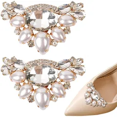 [KALOLINNA] シューズクリップ 2個セット クリスタルビジュー シューズクリップ飾り 靴飾り 汎用性 耐久性 ファション 簡単取り外し ワンタッチ着脱 結婚式 パーティー入学式 0