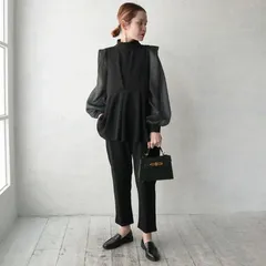 タイ付きシアードッキングペプラムブラウスセットアップ トレフルプラスワン　アプワイザーリッシェ　ジルスチュアート　ストロベリーフィールズ　　ジャスグリッティー　セルフォード　ユナイテッドアローズ　sono 好きに