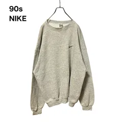 【稀少】90s NIKE ナイキ　銀タグ　USA製　ワンポイント刺繍　スウェットトレーナー　グレー　XL相当