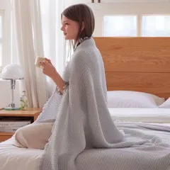 新品 【NERUS ネルス 正規品】スマート・アイ(smart-i) タオルケット 綿×レーヨン素材 洗えるガーゼケット Moa モア おしゃれ 薄手 ブランケット シングル グレー