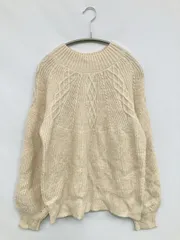 grove グローブ ニット/セーター L アイボリー 無地 刺繍 ミドル丈 長袖 クルーネック(丸首)