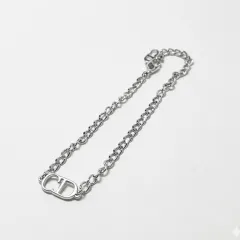 【Christian Dior 】クリスチャンディオール ブランドアクセサリー ブレスレット CDロゴモチーフ チェーンブレスレット シルバーカラー ホワイト 23cm レディース