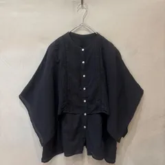 antiqua アンティカ インド綿 シアーシャツ レディース トップス 綿100 ブラック regular ノースリーブ スタンドネック レイヤード風シャツ USED