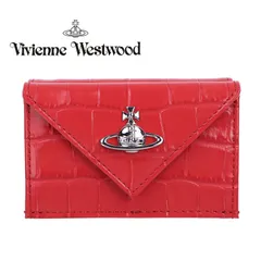 Vivienne Westwood ヴィヴィアンウエストウッド 三つ折り財布 レディース コーラル クロコ型押し エンボス エナメル オーブ エンベロープ ミニ財布 5115002EW