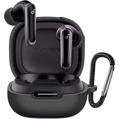 For Anker Soundcore P40i ケースシリコン製 全面保護 落下防止 キズ防止 耐衝撃 装着充電可能 軽量小型 カラビナ付き(ブラック)