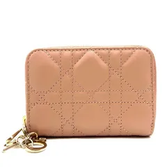 Christian Dior クリスチャンディオール コインケース カードケース レディディオール カナージュ ピンク レザー スモール ジップ ウォレット ローズディヴァン S0985ONMJ