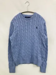 Polo Ralph Lauren ポロラルフローレン ニット/セーター XS スカイブルー ニット コットン ワンポイント ブランドロゴ ミドル丈 長袖 クルーネック(丸首)