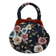 【美品】 和装バッグ 優品 ビーズバッグ セミフォーマル 草花 紫 ビーズ 和装小物  【中古】
