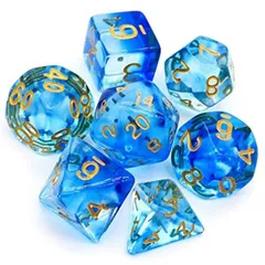 透明 ブルー Yourandoll 7個 多面体のダイス サイコロ 16mm D20 D12 D10 D8 D6 D4 Dungeons and Dragons 、DND、 TRPG、 MTGなどテーブルゲーム用 (透明 ブルー)