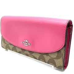 コーチ COACH 長財布 シグネチャー PVC レザー ベージュ ピンク ラウンドファスナー ロングウォレット レディース ブランド財布 小銭入れ カードケース 大容量 人気 定番 おしゃれ 通勤 通学 プレゼント