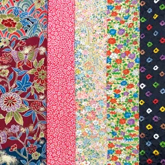 No.522大きい綺麗な着物はぎれ5枚セット 正絹 生地 中古 カットクロス 古布 つまみ細工 材料 素材 japanbela