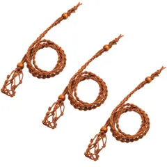 [ideamall] ペンダントホルダー パワーストーン ネックレス 紐 マクラメ編み 手作り 3本セット (ベージュ) [ベージュ]