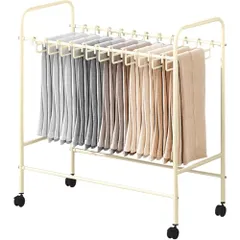 新品 Vellichor スラックスハンガー 大容量 ズボンラック キャスター 床置きズボン棚 軽量 頑丈 コンパクト 収納 省スペース 簡単組み立て 幅60cm - ハンガー20本 ホワイトのサムネイル