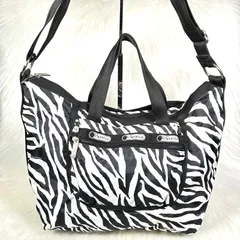 レスポートサック ゼブラ柄 2WAYショルダーバッグ トート　大容量　ななめがけ　LeSportsac【A0536】