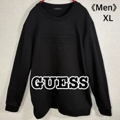 GUESS スウェット トレーナー ビッグロゴ エンボスロゴ ブラック XL オーバーサイズ