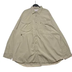 Columbia コロンビア PFG 長袖 フィッシングシャツ メンズXXL 古着 ワンポイントロゴ刺? 胸ポケット メッシュ裏地 コットン ベージュ系 ビッグサイズ 大きいサイズ【長袖シャツ】/IA175